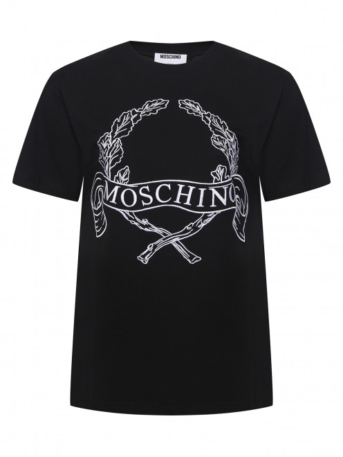 Футболка из хлопка с вышивкой Moschino - Общий вид