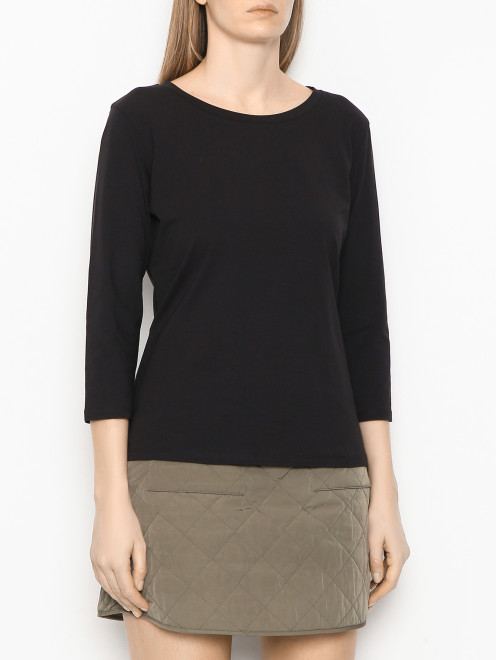 Однотонный лонгслив с рукавами 3/4 из хлопка Weekend Max Mara - МодельВерхНиз
