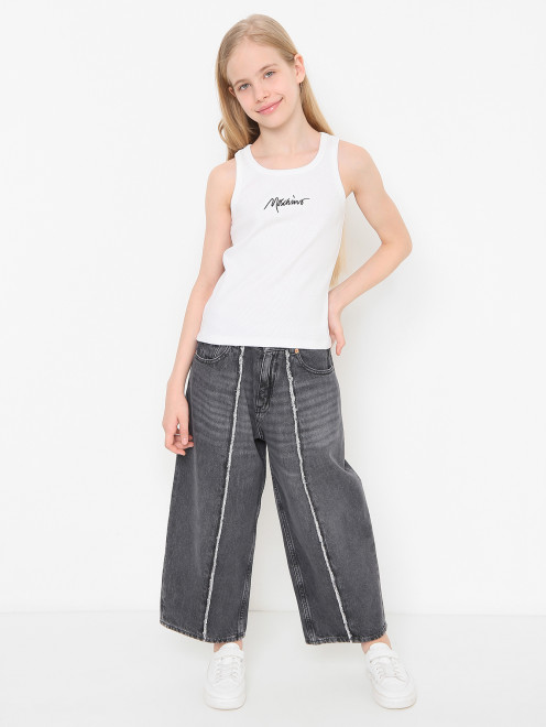 Топ из хлопка с логотипом Moschino - МодельОбщийВид