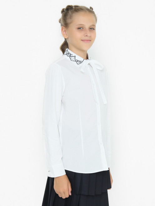 Блуза из хлопка с вышивкой Aletta Couture - МодельВерхНиз