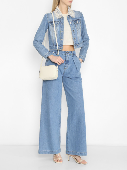 Сумка из гладкой кожи на ремне Weekend Max Mara - МодельОбщийВид
