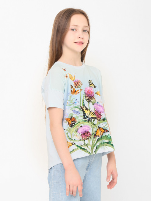 Хлопковая футболка с цветочным узором Molo - МодельВерхНиз