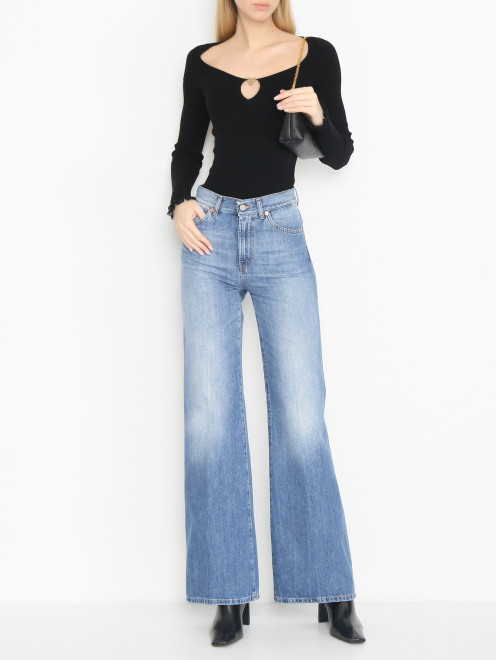 Широкие джинсы с высокой посадкой из хлопка Dondup - МодельОбщийВид