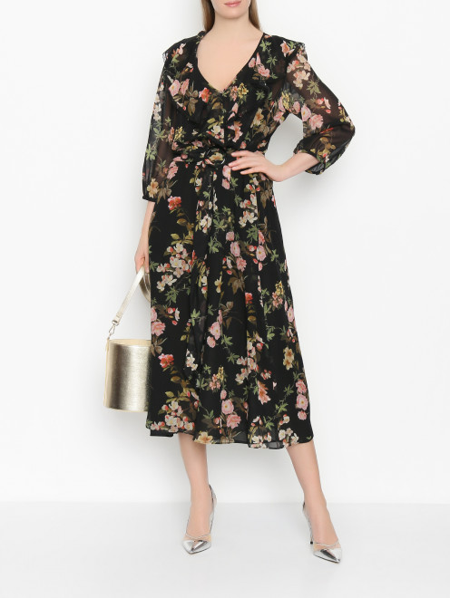 Платье из шелка с цветочным узором Luisa Spagnoli - МодельОбщийВид
