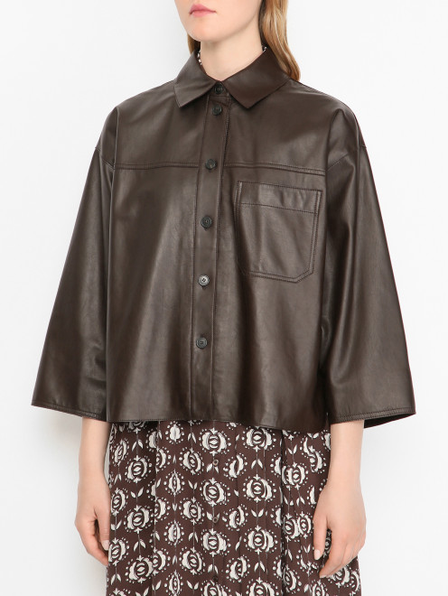 Куртка из кожи с рукавами 3/4 Weekend Max Mara - МодельВерхНиз
