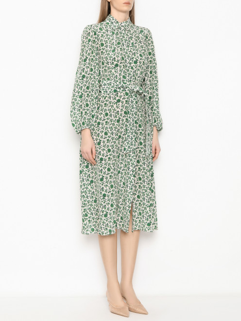Платье-миди из шелка с узором Weekend Max Mara - МодельВерхНиз