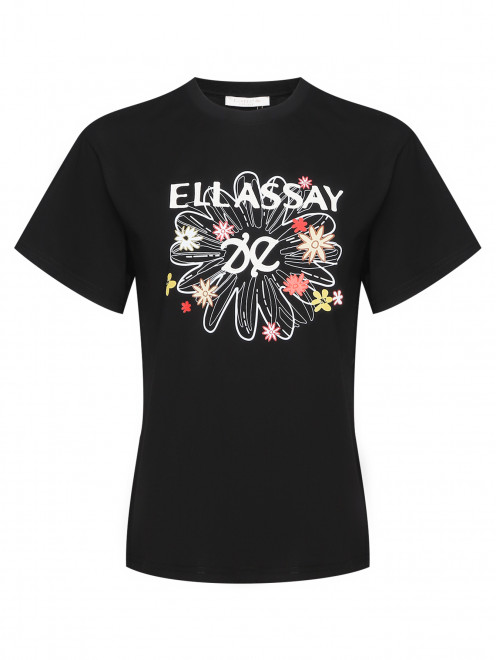 Футболка из хлопка с принтом и логотипом Ellassay - Общий вид