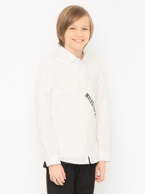Хлопковая рубашка с контрастным логотипом Bikkembergs - МодельВерхНиз