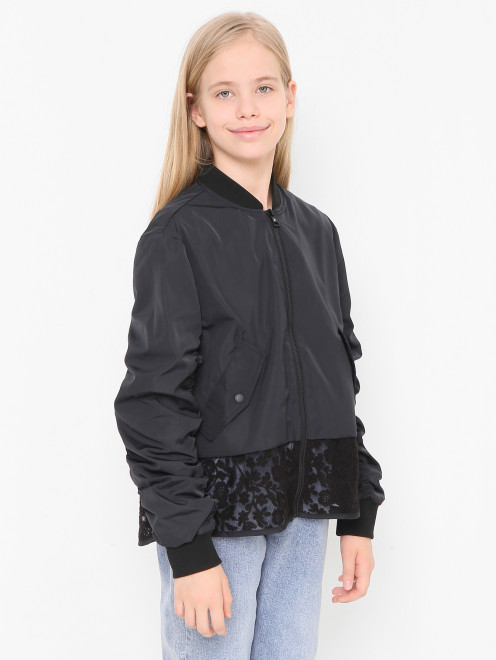 Бомбер с карманами и кружевом Ermanno Scervino Junior - МодельВерхНиз