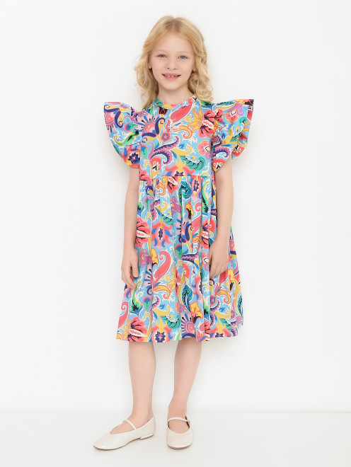 Платье из хлопка с узором Etro - МодельВерхНиз