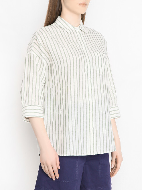 Рубашка из льна в полоску Weekend Max Mara - МодельВерхНиз