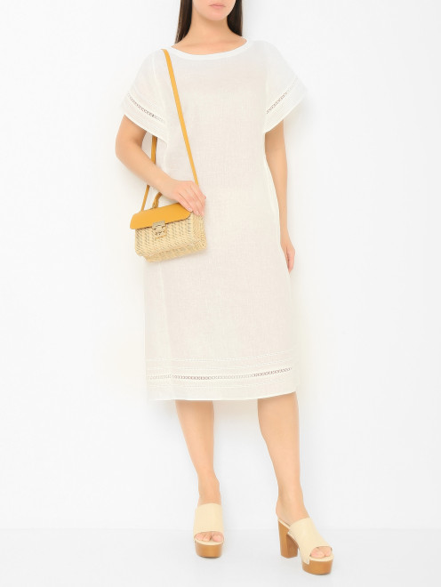 Льняное платье с шитьем Marina Rinaldi - МодельОбщийВид