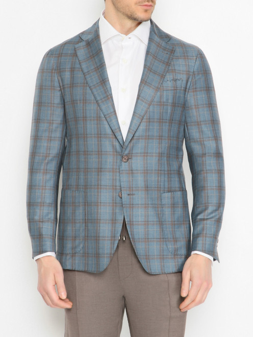 Пиджак в клетку с карманами Doriani Cashmere - МодельВерхНиз
