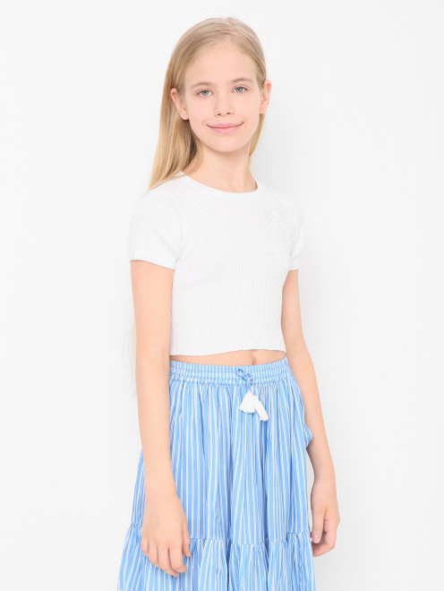Футболка из хлопка с кружевом Ermanno Scervino Junior - МодельВерхНиз