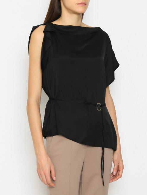 Блуза из шелка с тонким поясом Ellassay - МодельВерхНиз