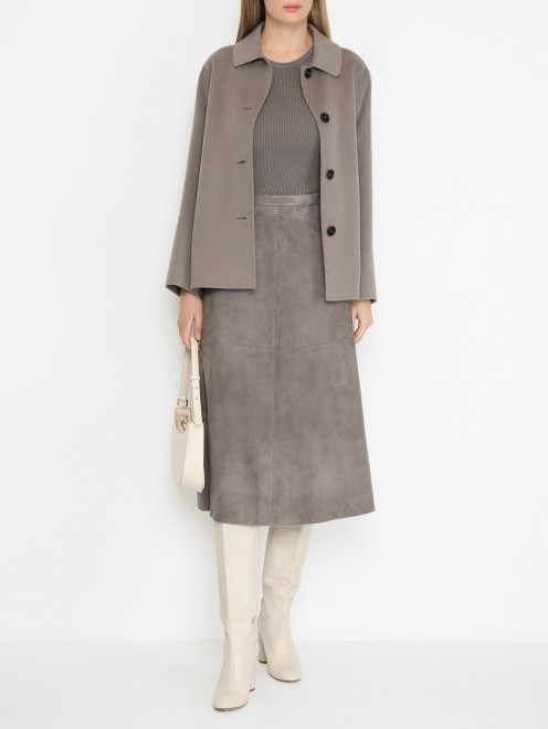 Юбка-миди из замши Max Mara - МодельОбщийВид
