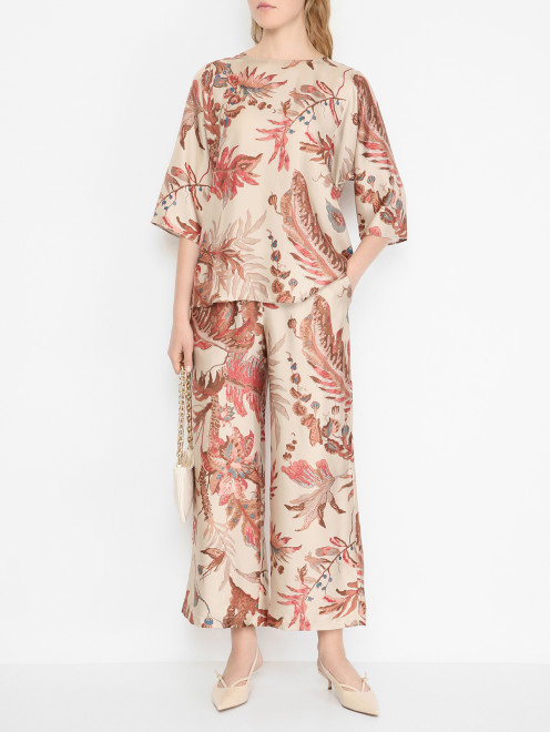 Укороченные брюки из шелка Weekend Max Mara - МодельОбщийВид