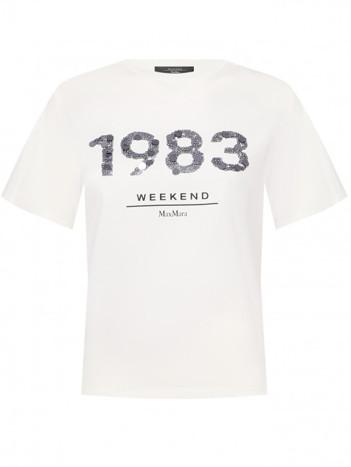 Футболка с круглым вырезом декорированная пайетками Weekend Max Mara - Общий вид