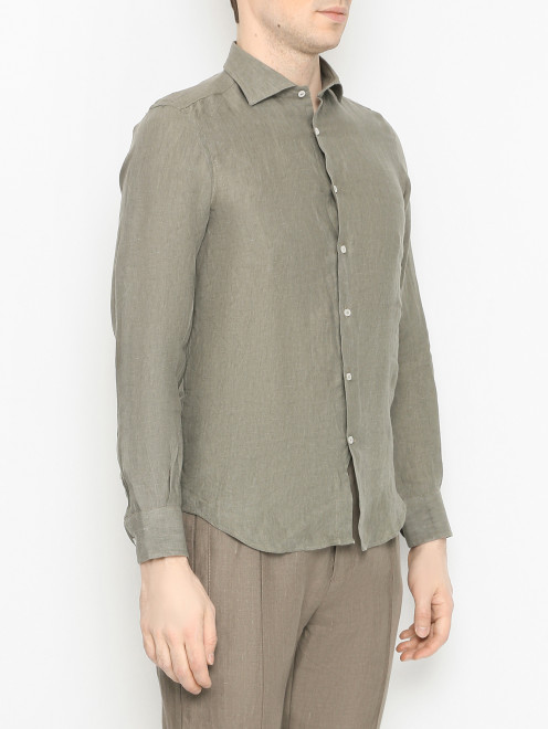 Рубашка однотонная из льна Doriani Cashmere - МодельВерхНиз