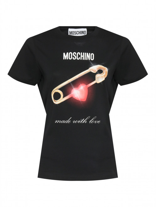 Футболка из хлопка с принтом Moschino - Общий вид