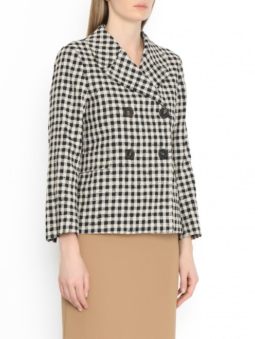 Двубортный жакет из хлопка и шелка Max Mara - МодельВерхНиз