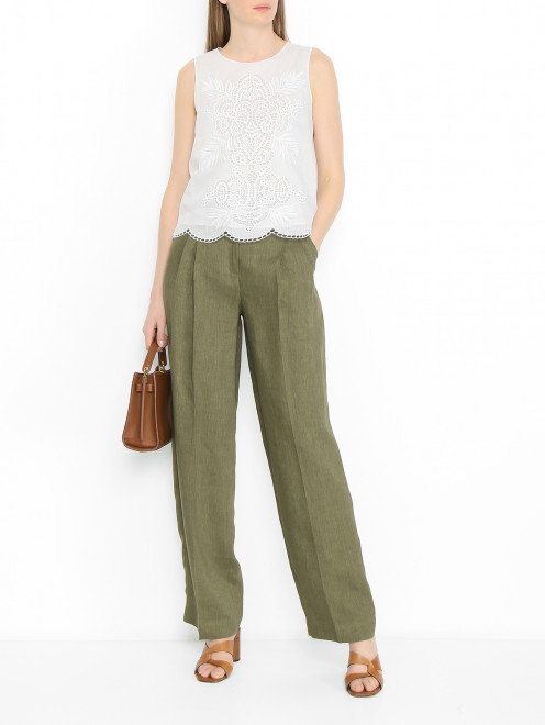 Брюки из льна с поясом Max Mara - МодельОбщийВид