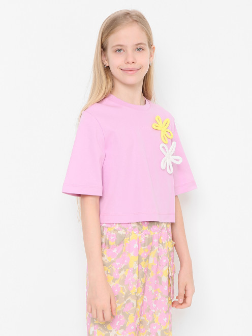Футболка из хлопка с логотипом MSGM - МодельВерхНиз