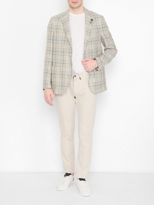 Пиджак из шерсти и льна с узором LARDINI - МодельОбщийВид
