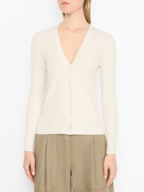 Приталенный кардиган в рубчик Weekend Max Mara - МодельВерхНиз