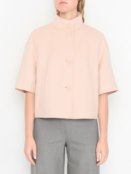 Полупальто из шерсти с короткими рукавами Max Mara - МодельВерхНиз