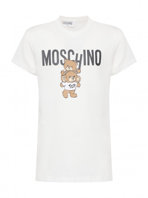 Футболка из хлопка с принтом Moschino - Общий вид