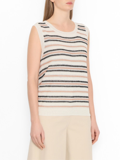 Трикотажный топ из льна с узором Weekend Max Mara - МодельВерхНиз