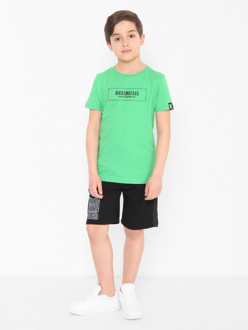 Футболка из хлопка с логотипом Bikkembergs - МодельОбщийВид