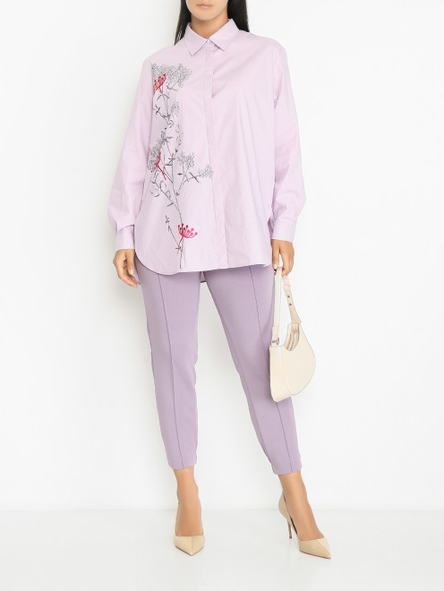 Рубашка из  хлопка с цветочным узором Marina Rinaldi - МодельОбщийВид