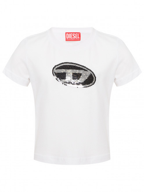 Футболка из хлопка с пайетками Diesel - Общий вид