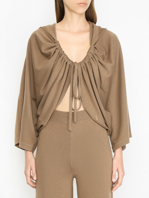 Кардиган из шерсти с капюшоном Max Mara - МодельВерхНиз