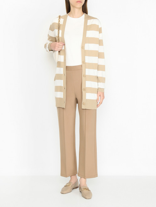 Удлиненный кардиган из шерсти в полоску Max Mara - МодельОбщийВид