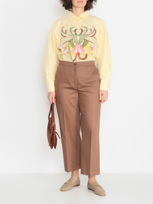 Рубашка из хлопка с вышивкой Marina Rinaldi - МодельОбщийВид
