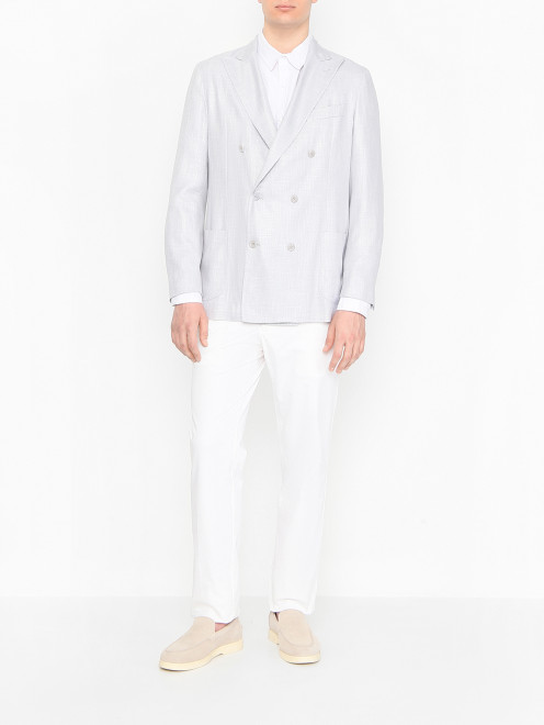 Двубортный пиджак из хлопка Doriani Cashmere - МодельОбщийВид