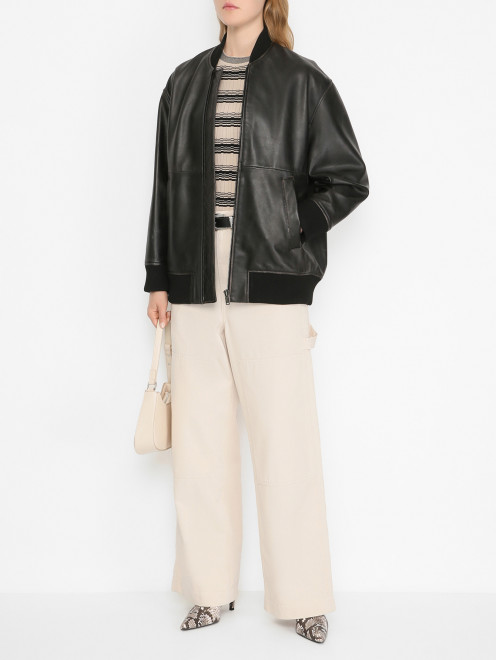 Кожаный бомбер на молнии Weekend Max Mara - МодельОбщийВид
