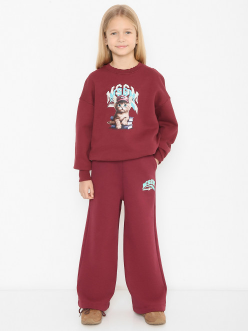 Брюки спортивные из хлопка MSGM - МодельОбщийВид