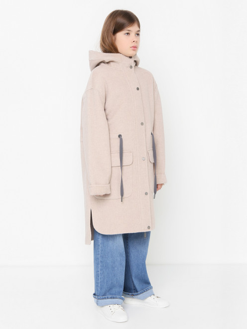 Пальто из смесовой шерсти с капюшоном Gulliver Select - МодельВерхНиз