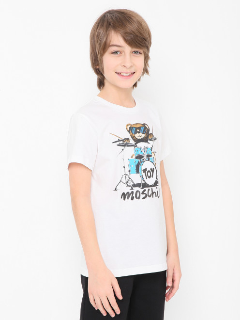 Футболка из хлопка с принтом Moschino - МодельВерхНиз
