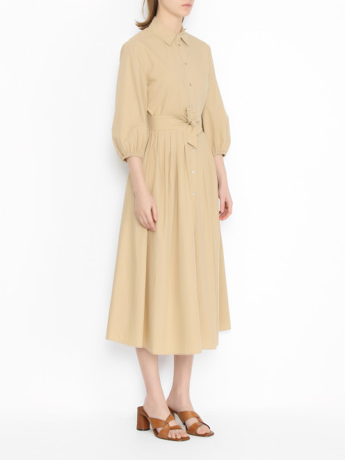 Платье-макси из хлопка с поясом Weekend Max Mara - МодельВерхНиз