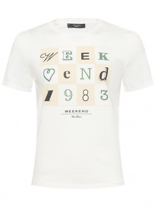 Футболка из хлопка с принтом Weekend Max Mara - Общий вид