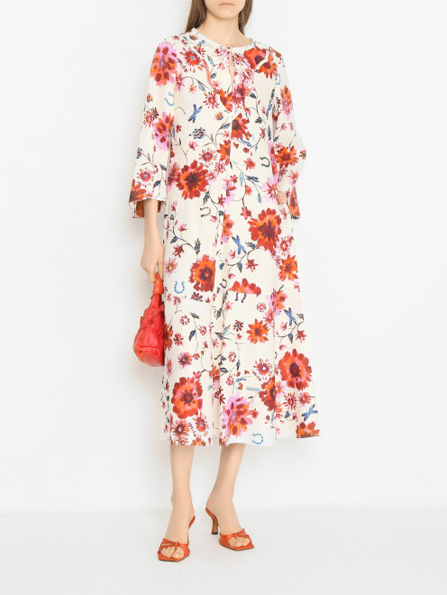 Платье-макси из льна с цветочным узором Dorothee Schumacher - МодельОбщийВид
