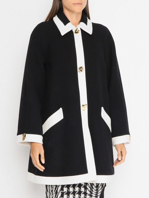 Пальто из шерсти с декоративными пуговицами Moschino - МодельВерхНиз