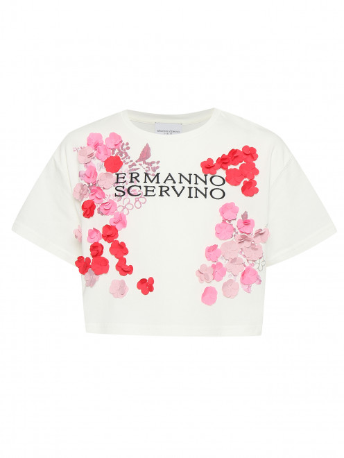 Футболка из хлопка с логотипом Ermanno Scervino Junior - Общий вид