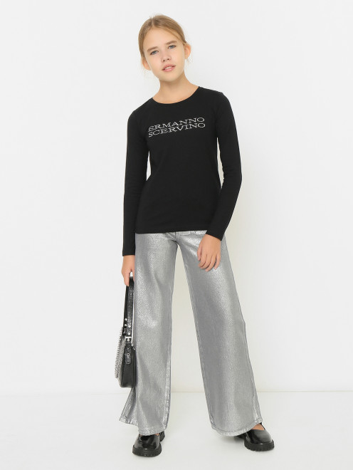 Футболка с длинным рукавом из хлопка Ermanno Scervino Junior - МодельОбщийВид