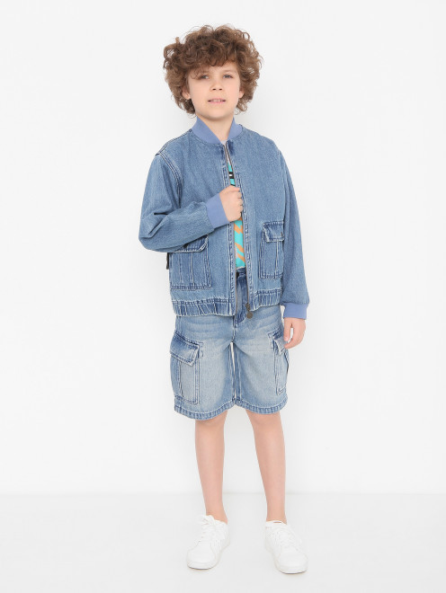 Куртка - бомбер из денима  Stella McCartney kids - МодельОбщийВид